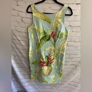 Ultra‎ Dress New York Beaded Floral Summer Tropical Dress Size 10 Vintage 90s